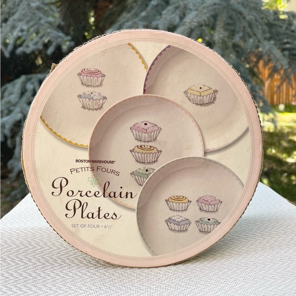 NEW Vintage Boston Warehouse Petits Four Porcelain Dessert Plates by Nancy Green